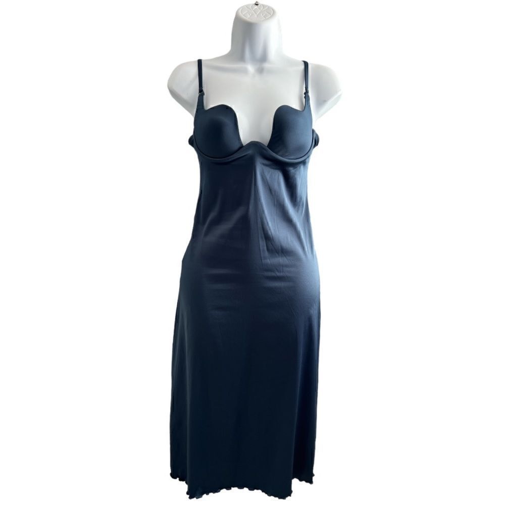 RITRATTI Milano Deep V-Neckline Navy/Petróleo Color Pencil Bodice Midi Dress SzM
